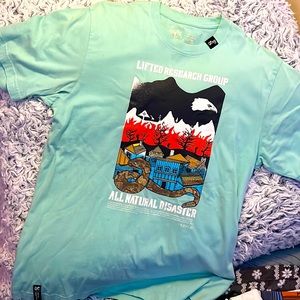 Men’s Light or Muted Teal Lifted Research Group Natural Disaster Tee
